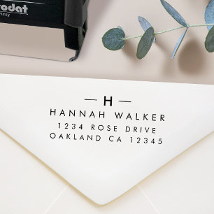 Return Address   Modern Minimal Elegant Monogram Self-inking Stamp