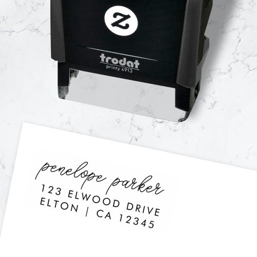 Return Address  Modern Minimal Elegant Script Self_inking Stamp