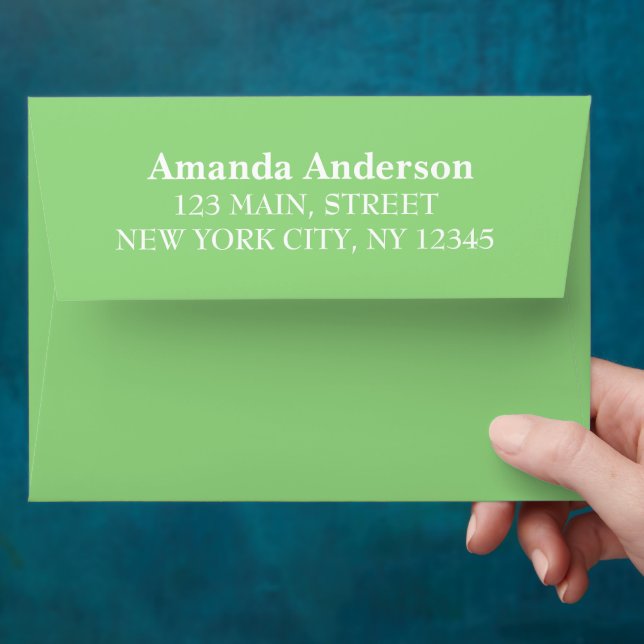 Return Address Modern Minimal Script Name Green Envelope (Hand)