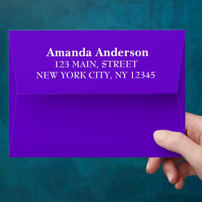Return Address Modern Minimal Script Name Purple Envelope (Hand)