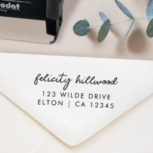 Return Address Modern Minimal Simple Script Self-inking Stamp