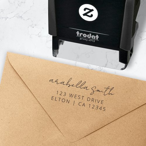 Return Address  Modern Minimalist Elegant Script  Self_inking Stamp