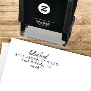 Return Address Modern Minimalist Handwritten Rubber Stamp