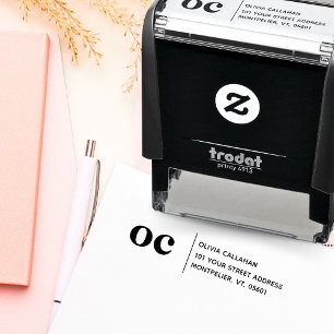 Return Address Modern Minimalist Monogram Initials Self-inking Stamp