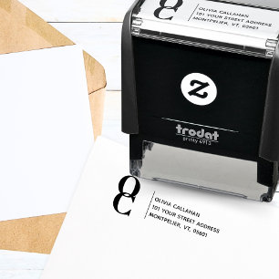Return Address Modern Minimalist Script Monogram Self-inking Stamp