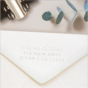 Return Address Modern Minimalist Script Name Embosser