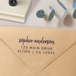 Return Address   Modern Minimalist Script Name Rubber Stamp