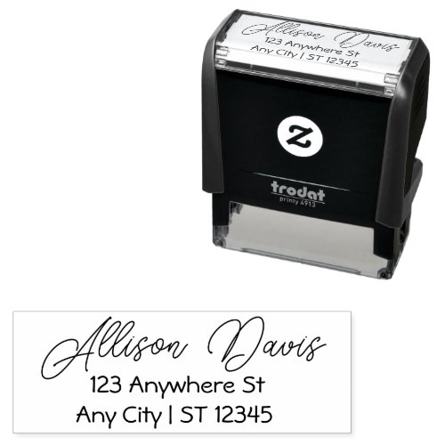 Return Address Modern Minimalist Script name Self_inking Stamp