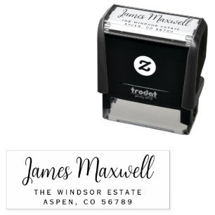 Return Address Modern Minimalist Script Name Self-inking Stamp