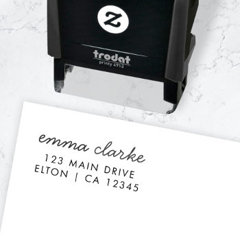 Return Address Modern Minimalist Script Name Self-inking Stamp by GuavaDesign at Zazzle