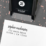 Return Address | Modern Minimalist Script Name Self-inking Stamp<br><div class="desc">Simple,  stylish return address stamp in a modern minimalist design style with an elegant natural script typography in classic black and white,  with an informal handwriting style font. The text can easily be personalized for a super unique stamp!</div>
