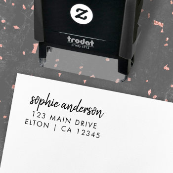 Return Address | Modern Minimalist Script Name Self-inking Stamp by GuavaDesign at Zazzle