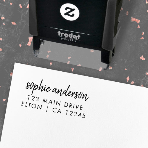 Return Address | Modern Minimalist Script Name Self-inking Stamp