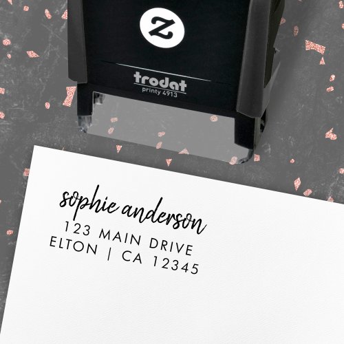 Return Address  Modern Minimalist Script Name Self_inking Stamp