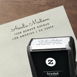 Return Address Modern Minimalist Script Name Self-inking Stamp<br><div class="desc">Create a distinctive return address stamp that embodies simplicity and sophistication, showcasing a contemporary minimalist aesthetic. This exquisite design features a graceful, script font, accentuating the natural beauty of handwritten typography monochromatic of black and white, Personalize the text effortlessly to obtain an exceptionally distinctive stamp that truly reflects your individuality....</div>