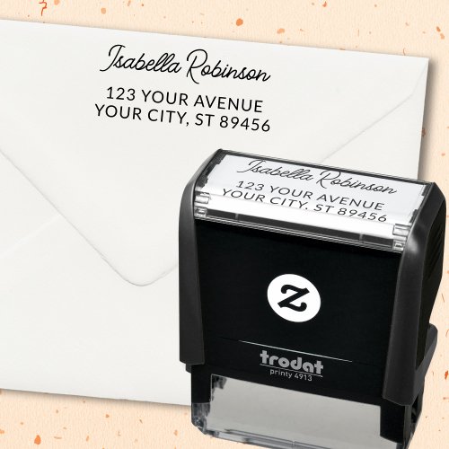 Return Address Modern Minimalist Script Name Self_inking Stamp