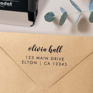 Return Address   Modern Minimalist Script Name Self-inking Stamp