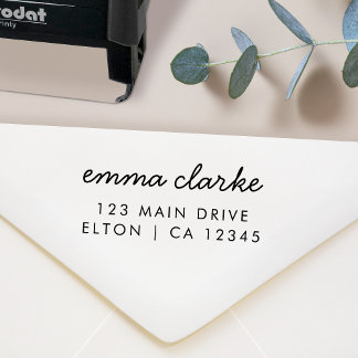 Return Address Modern Minimalist Script Name Self-inking Stamp