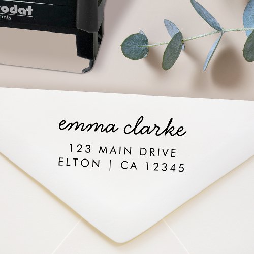 Return Address Modern Minimalist Script Name Self-inking Stamp