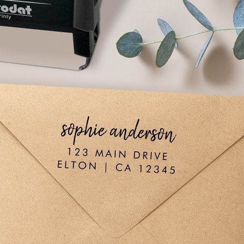 Return Address  Modern Minimalist Script Name Self_inking Stamp