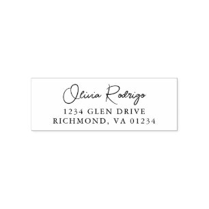 Return Address Modern Minimalist Script Name Self- Self-inking Stamp