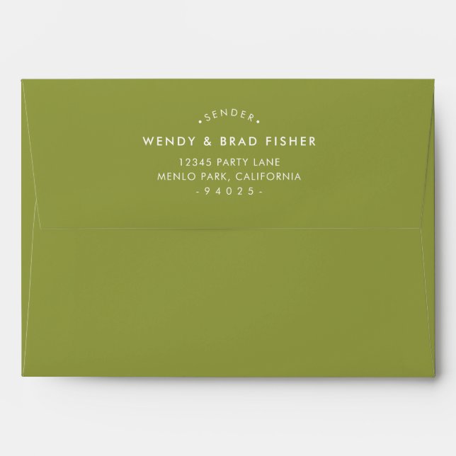 RETURN ADDRESS modern oliver green gold marble Envelope (Back (Top Flap))