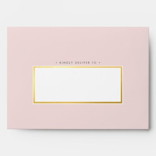RETURN ADDRESS modern pale blush pink gold marble Envelope