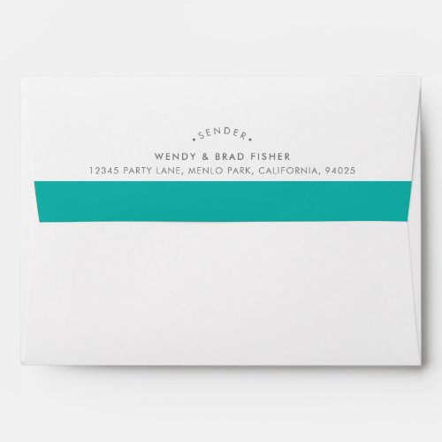 RETURN ADDRESS modern plain bright jade green band Envelope