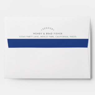 RETURN ADDRESS modern plain bright royal blue band Envelope