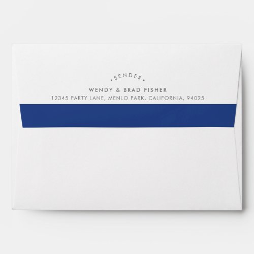 RETURN ADDRESS modern plain bright royal blue band Envelope