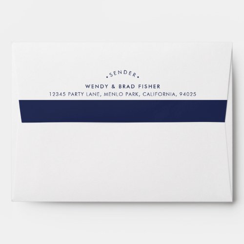 RETURN ADDRESS modern plain dark navy blue band Envelope