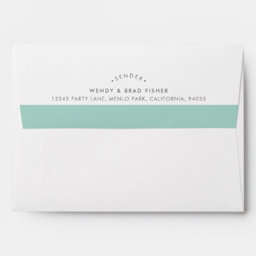 RETURN ADDRESS modern plain pastel mint green band Envelope