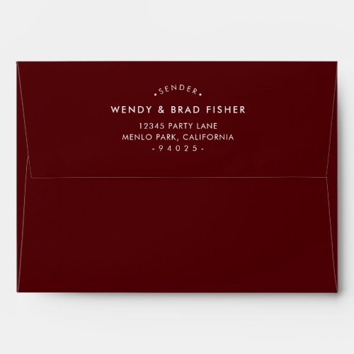 RETURN ADDRESS modern red maroon gold stripe Envelope