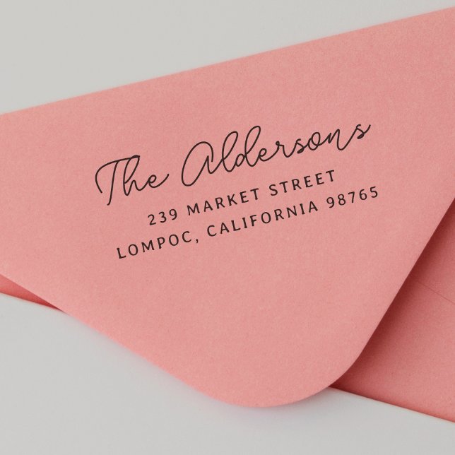 Return Address Modern Script Family Name Self-inking Stamp (Rubber Stamp Mock-up)