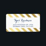 RETURN ADDRESS modern stylish gold foil stripe Label<br><div class="desc">by kat massard >>> www.simplysweetPAPERIE.com <<< Love the design, but would like to see some changes - another color scheme, product, add a photo or adapted for a different occasion - no worries simply contact me, kat@simplysweetPAPERIE.com - I am happy to help! - - - - - - - -...</div>