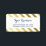 RETURN ADDRESS modern stylish gold foil stripe Label<br><div class="desc">by kat massard >>> www.simplysweetPAPERIE.com <<< Love the design, but would like to see some changes - another color scheme, product, add a photo or adapted for a different occasion - no worries simply contact me, kat@simplysweetPAPERIE.com - I am happy to help! - - - - - - - -...</div>