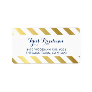 RETURN ADDRESS modern stylish gold foil stripe Label