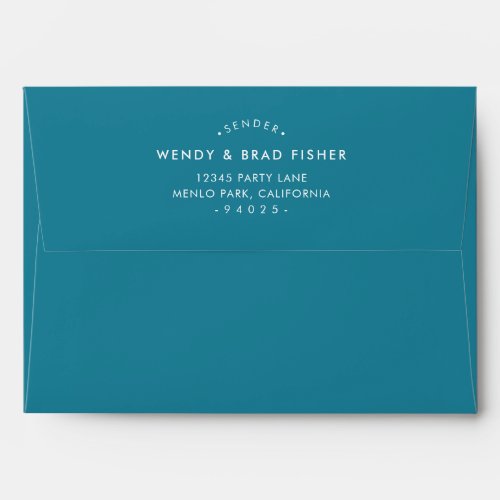 RETURN ADDRESS modern teal blue gold stripe Envelope