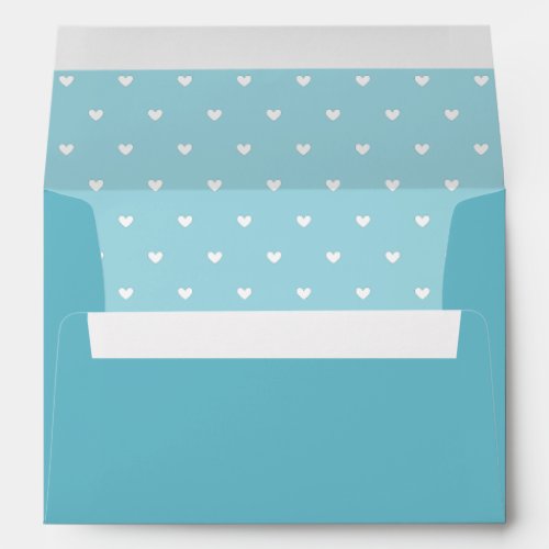 RETURN ADDRESS modern turquoise blue white hearts Envelope