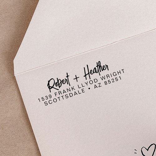 Return Address Modern Wedding Script Name Custom Self_inking Stamp