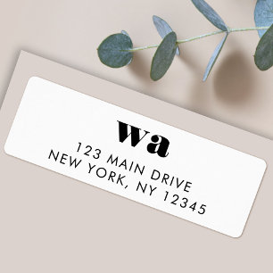 Return Address Monogram Initials Retro Minimalist Label