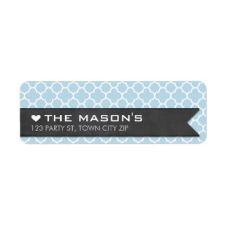 RETURN ADDRESS morrocan tile baby blue chalkboard Label