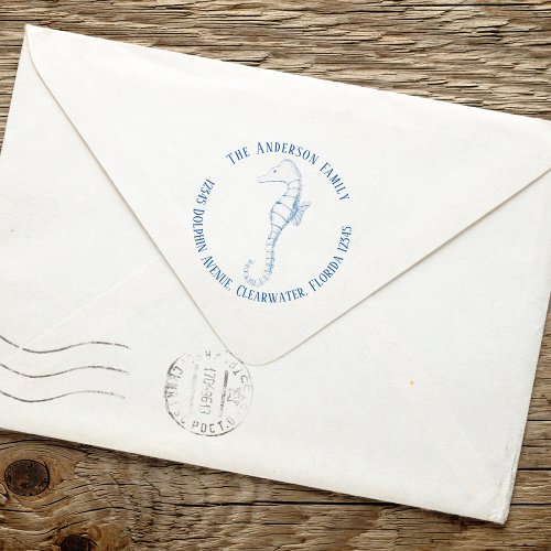 Return Address Nautical Ocean Simple Seahorse  Self_inking Stamp
