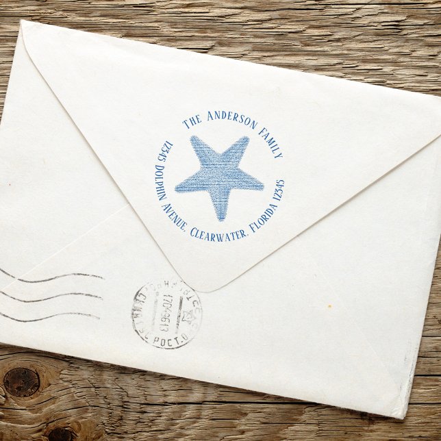 Return Address Nautical Ocean Simple Starfish  Self-inking Stamp (Creator Uploaded)