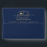 Return Address Navy Blue & Gold Ombre Graduation Envelope<br><div class="desc">Add an elegant touch to graduation announcements and invitations with stylish custom return address envelopes. All wording on this template is simple to customize. For a different envelope color, simply select the desired color from the options menu on the product page. The navy blue and gold pre-addressed design features a...</div>