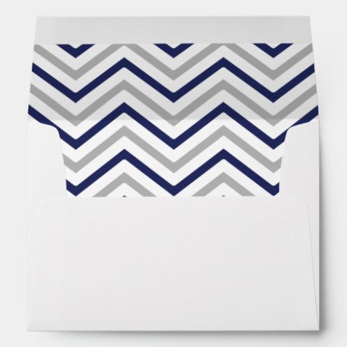 Return Address Navy Blue Gray Grey Chevron Envelope