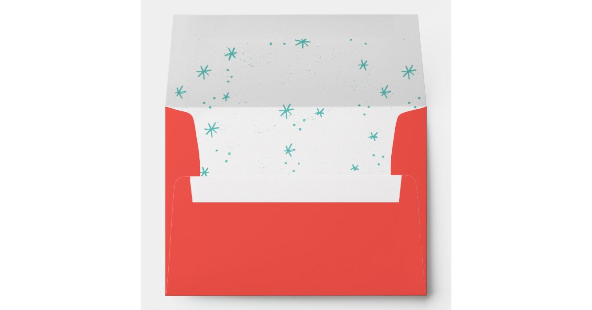 Return address on back flap with snowflake lining envelope zazzle