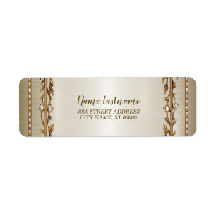 Return Address Party Gold Ornate Rectangle Dimond Label