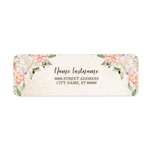 Return Address Party Watercolor Peach White Flower Label