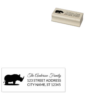 Return Address    Personalized  Rhino Silhouette   Rubber Stamp